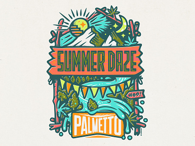 Palmetto Summer Daze Illustration camp campaign canada cannabis illustration marijuana nuggs river summer weed