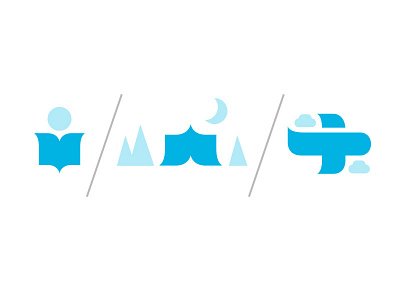 Icon set book icons plane tent