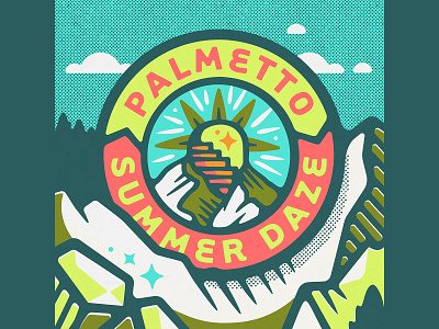 Palmetto Summer Daze Badge apparel graphics badge cannabis gateway graphic tee high illustration mountains palmetto weed