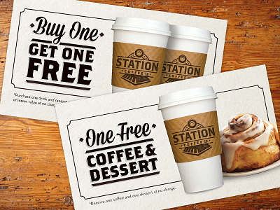 Station Coffee Promo Cards coffee coupon espresso hat locomotive medicine shop station train