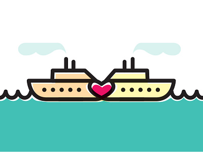 Ships in the Night boats heart illustration love nautical ships thick lines worksonpaper