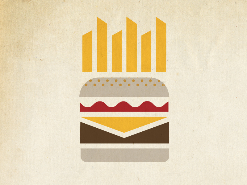 Burger & Fries mural nomnomnom cheeseburger cheese halftone food fast fries burger