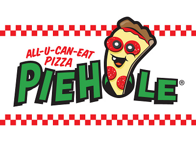 Pizza Piehole cartoon character mascot pizza