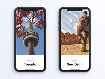Cities - Toronto & New Delhi mobile apple cities city design graphic design iphone iphone x project sketch ui visual