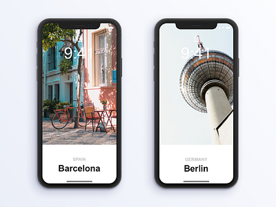 Cities - Barcelona & Berlin mobile apple cities city design graphic design iphone iphone x project sketch ui visual