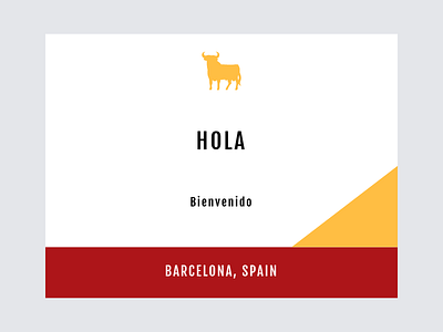 Hola, Barcelona card cities city country design flag graphic design ticket vector
