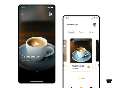 Coffeeholic main screens app appstore argentina coffee design designer develop developer development interface ios minimal minimalist minimalistic ui uiux ux visual visual design weather