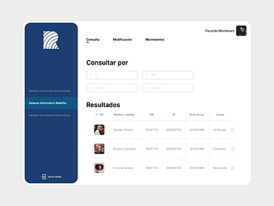 Panel consultas - Renaper (concepto) argentina concept dashboard dashboard app dashboard design dashboard ui design designer graphic graphic design interface minimal panel renaper ui ux visual design