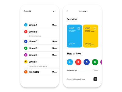 SubteBA redesign concept - Light mode app argentina buenos aires design graphic design ios metro mobile redesign subte subte buenos aires subteba subway ui uiux ux visual