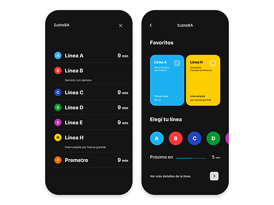 SubteBA redesign concept - Dark mode