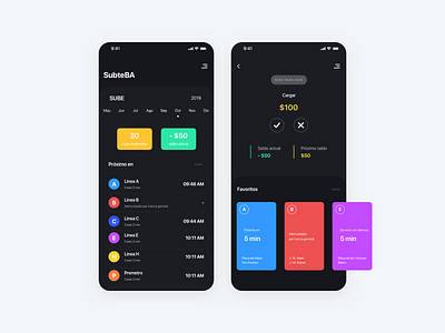 SubteBA - Dark mode app argentina buenos aires concept dark darkmode design graphic design ios metro mobile redesign subte subte buenos aires subteba subway ui uiux ux visual