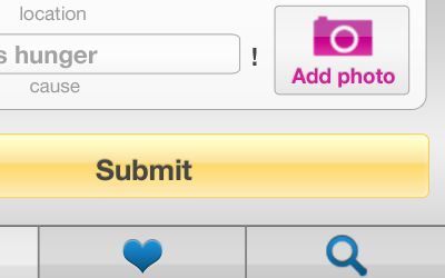 Add photo > Submit blue gray photo pink submit yellow