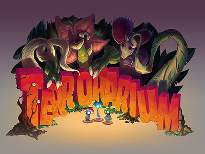 Terrorarium Title game illustration logo monsters mushrooms