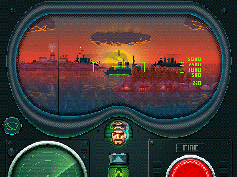 You Sunk: Submarine game artwork 8 bit dashboard game design gui illustration pixel art