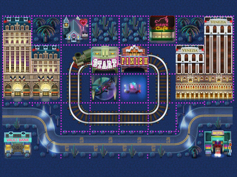 Rail Maze 2: Vegas scenery animation game game design gameart icoeye illustration puzzle tiles