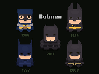 Flat batmen batman character comics fanart flat flat design illustration vector