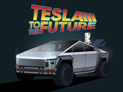 Tesla to the future backtothefuture delorean illustrator tesla tesla cybertruck