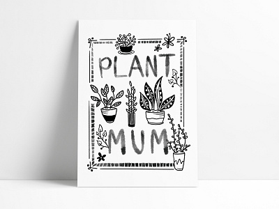 Plant Mum cartoon design drawing flat hand drawn illustration illustration digital illustrator ink line art plants typography vector vectors