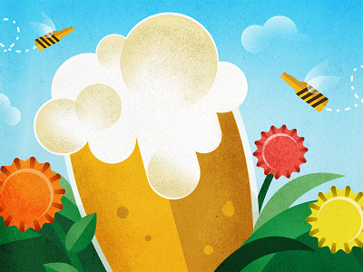 Lowes Food Spring OOH art direction beer bees design flowers illustration out of home spring texture typography vector