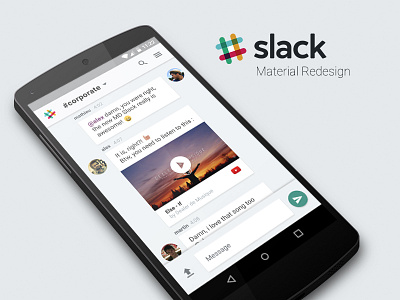 Slack - Material Redesign concept android app concept design flat google material mobile redesign slack ui ux