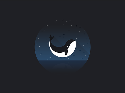 Whale illustration design flat illustration minimal shadow sky stars water whale