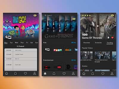 TV Schedule App android app design ios tv ui ux