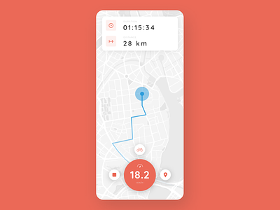 Sport Tracking App / DailyUI 020 app bike cycling dailyui design figma hamburg location location tracker mobile red sports strava tracking ui