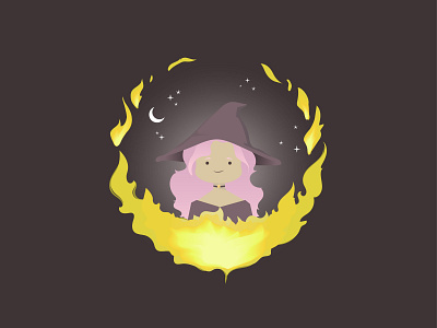 Witch adobe illustrator avatar avatar design character design fire illustraor night simple vector vector art vector artwork witch