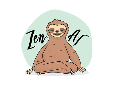 Zen AF Sloth kawaii relax sloth sticker sticker mule yoga zen zen af