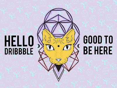 Hello, Dribbble! cat cat illustration debut shot debuts geometric kitty