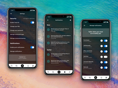 Notifications & Settings Concept app bank banner interface ios macquarie mobile notifications settings ui user