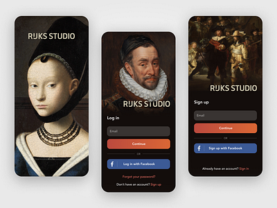 Rijks Studio Log in app design log in mobile register sign in sign up ui ux