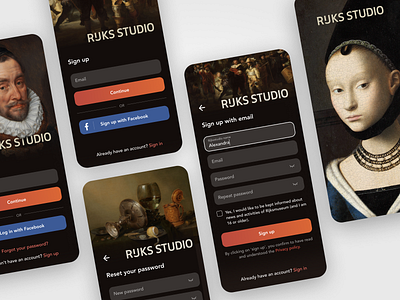 Rijks Studio Log in & Registration app design log in mobile register registration sign in sign up ui ux