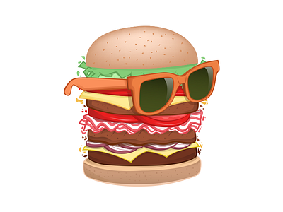 Stylish burger burguer fat food glasses illustration style stylish vector