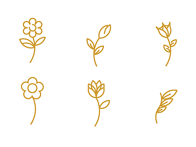 Flowers line icons circles cute delicate elements floral flower gold icons line lineicons nature