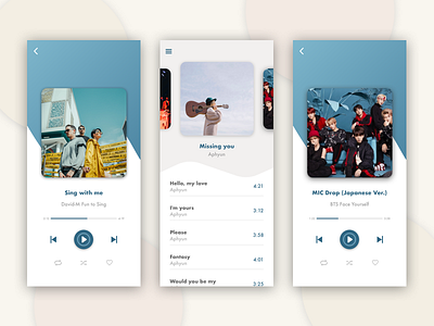 Music application UI bts music music app play application