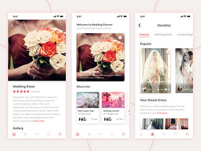 Wedding Application UI beautiful planning application ui ui ux design wedding wedding app