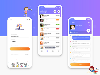 Kidzone App app design branding illustration sketch ui ui design vector