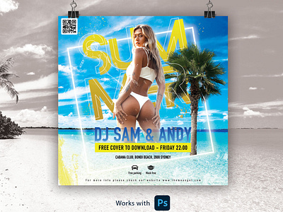 Summer beach party invitation flyer