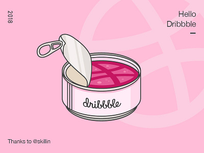 Hello Dribbble debut design illustration pink shot