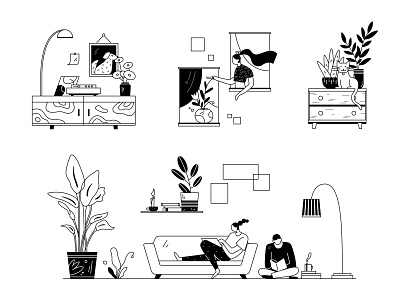 Home black flat graphic home illustration nature simple vector