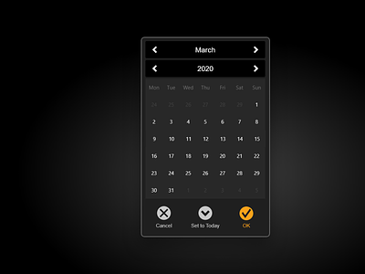 Calendar Component app buttons calendar dark date desktop icon icons interface time ui