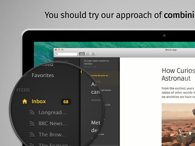 Words Appstore Screenshots dark desktop gui icon light mac osx responsive rss typography ui words