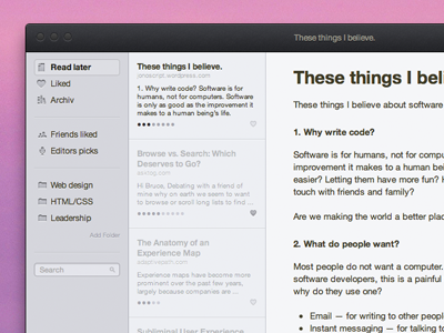 These things I believe in app css desktop grey gui html icons instapaper interface light text ui