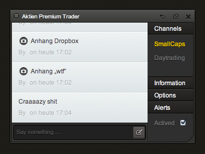 Tradingroom app chat css dark desktop grey gui html icons interface market news options stock text texture ui window