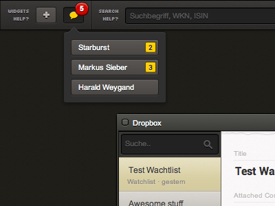 Notifications alert app bubble chat css dark desktop grey gui html icons interface market news notification options red stock text texture ui window