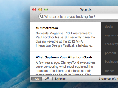 Instapaper & Readability App app article buttons dark desktop icons interface light mac osx ui