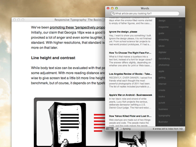 Instapaper & Readability App app article buttons dark desktop icons interface light mac osx ui