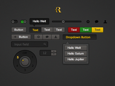 Retina UI Set button counter css dropdown hd html icon input interface knob retina search set slider text typography ui user