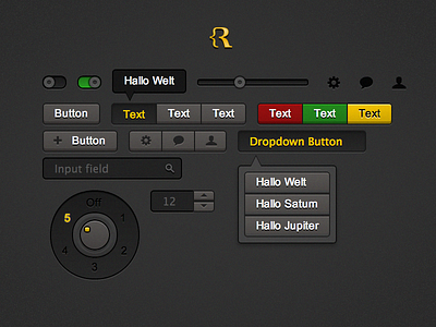 Retina UI Set button counter css dropdown hd html icon input interface knob retina search set slider text typography ui user
